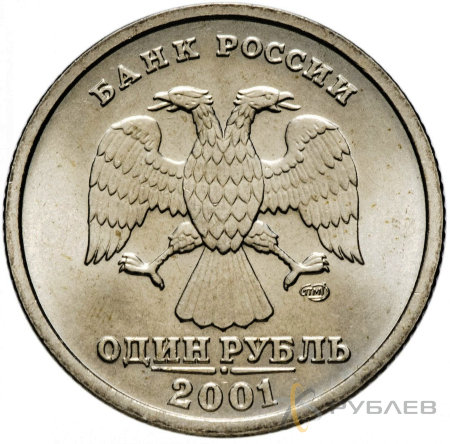 1 рубль 2001 г. СПМД 10 ЛЕТ СНГ (из обращения)
